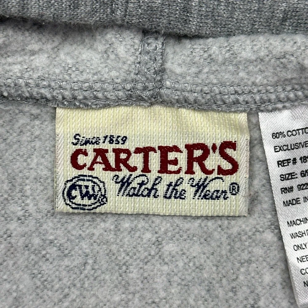 Carters Watch the Wear Gray Black Zip Up Hoodie Crest 6-9M 1811